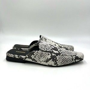Kaanas Womens Size 8 Berlin Black Gray Snakeskin Slides Mules Flats‎ Shoes NEW